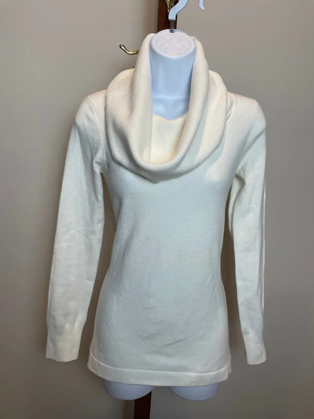French Connection Cream Cowl Neck Knit Sweater Casual Size S